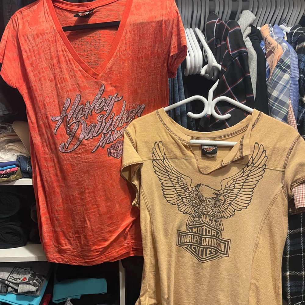 Harley-Davidson Orange and Tan Tees